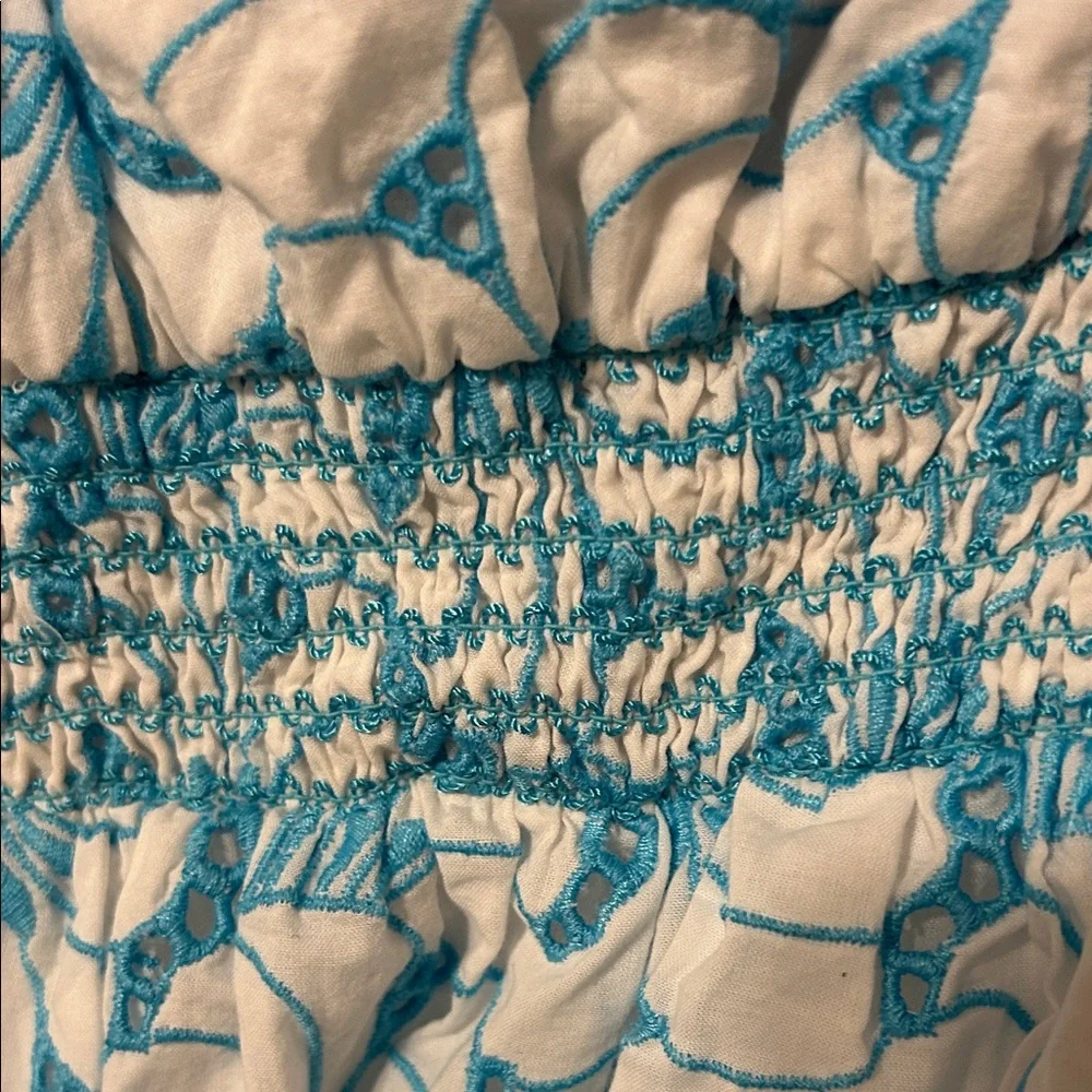 🎠Lilly Pulitzer Embroidered Fabric Addilyn one shoulder eyelet Pom Pom dress S - Picture 5 of 12